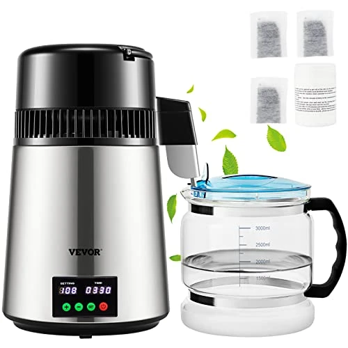 Oferta limitada: VEVOR Destilador de Agua 4 L Filtro de Destilación de Agua con Recipiente de Vidrio 750W 1 L/H Ajuste de Velocidad, Destilación Filtro Purificador 7,9 lbs de Acero Inoxidable con Pantalla Doble, Plata de 97.90 € a 84.90 € (ahorro 13%)