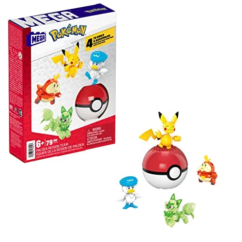 Offre limitee: Mega Pokémon Coffret Construction avec 4 Figurines Articulées Et 1 Poké Ball, Inclus Pikachu Et 3 Nouveaux Pokémon Starters, 79 Pièces, À Collectionner, Jouet Enfant, Dès 3 Ans, HPX92 de 16.99 EUR a 14.99 EUR (economie 12%)