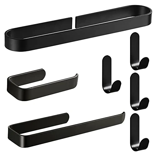 Oferta limitada: Conjunto de Accesorios Negro Mate - 7 Piezas Hardware de baño con Toalla pegajosa, Papel higiénico y Gancho de Ropa de 36.99 € a 36.99 € (ahorro 0.00%)