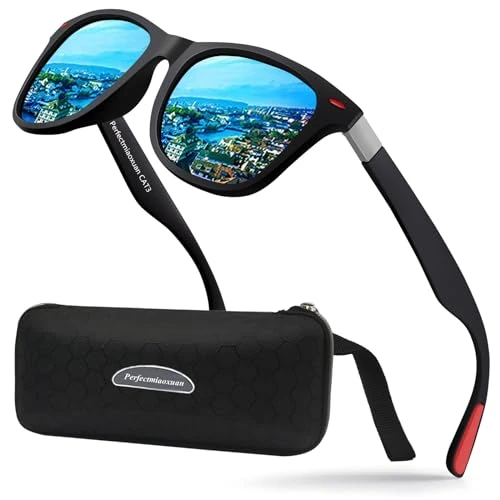 Perfectmiaoxuan Polarised Sunglasses Men Women Retro Sunglasses Male Golf Cycling Fishing Hiking Travel Glasses Running Eyewear Sunglasses, blue