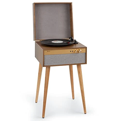 Offerta a tempo: Auna Giradischi Bluetooth per Dischi in Vinile,Lettore a 3 Velocità di Riproduzione,Giradischi Vinili Vintage con Casse Stereo,Gira Dischi per Vinile CD USB con Jack per Cuffie e Adattatore,Legno - 30% da 141.99 € a 99.15 €