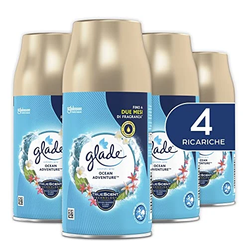 Glade Automatic Spray Ricarica, Profumatore per Ambienti, Fragranza Ocean Adventure, Formato Scorta da 4 Ricariche da 269 ml