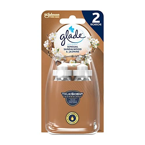 Glade Sense & Spray Doppia Ricarica, Deodorante per Ambienti con Sensore di Movimento, Fragranza Sandalo Bali e Gelsomino, Confezione da 2 Ricariche x 18 ml