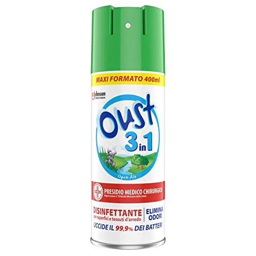 Offerta a tempo: Oust 3 in 1 Spray Disinfettante 400 ml, per Superfici e Tessuti, Uccide il 99,9% dei Batteri, 400 ml - 43% da 6.09 € a 3.48 €