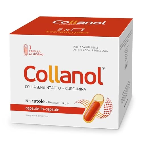 Collanol - una innovación en el cuidado de las articulaciones sanas. Fórmula líquida en cápsula doble. Colágeno 3D + curcumina micelar. 1 cápsula/día. Probado en laboratorio (100 dosis)