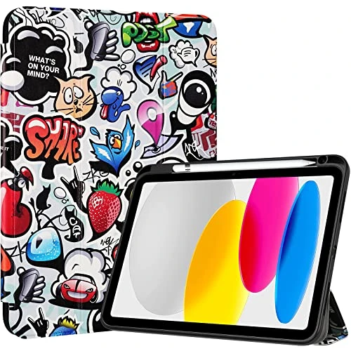 Offerta a tempo: ProCase Cover iPad 11 Generazione A16 11 Pollici 2025/iPad 10 Generazione 10,9 Pollici 2022,Custodia con Portapenna Auto Sonno/Veglia -Manga Nero - 30% da 21.99 € a 15.33 €