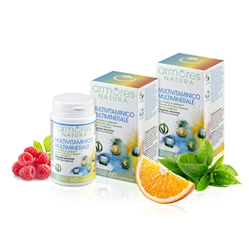 Armores Natura Integratori Alimentari, Multivitaminico Multiminerale, Integratore per Favorire l'Apporto di Vitamine e Sali Minerali all'Organismo, con Fruits & Greens, Vegano, 2 Pack da 60 Compresse