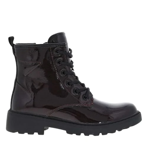 Geox Fille J Casey Girl Bateau cheville, Dk Burgundy Black, 34 EU