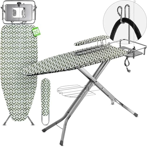 Zeitlich begrenztes Angebot: KADAX XXL Bügelbrett 130x48cm mit Ärmelbügelbrett - Großer Dampfbügeltisch für Dampfbügelstation, breit, stabil, klappbar, höhenverstellbar, mit Steckdose von 84.99 € auf 84.99 € (0.00% Rabatt)