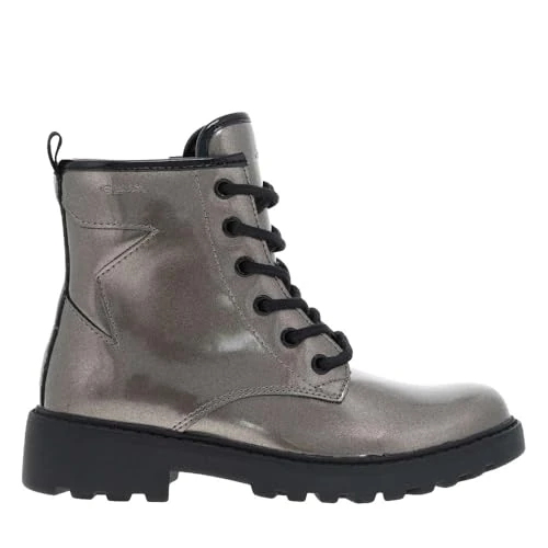 Geox J Casey Girl, Caviglia barca Bambine e ragazze, Nero (Lead/Black), 35 EU