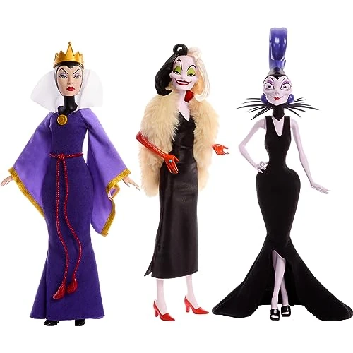 Oferta limitowana: Mattel Disney Antagonistki Zła Królowa, Cruella de Mon i Yzma Lalki inspirowane filmami Disneya, prezenty dla dzieci i dorosłych kolekcjonerów, HRF56 z 208.41 zł na 208.41 zł (oszczędź 0.00%)