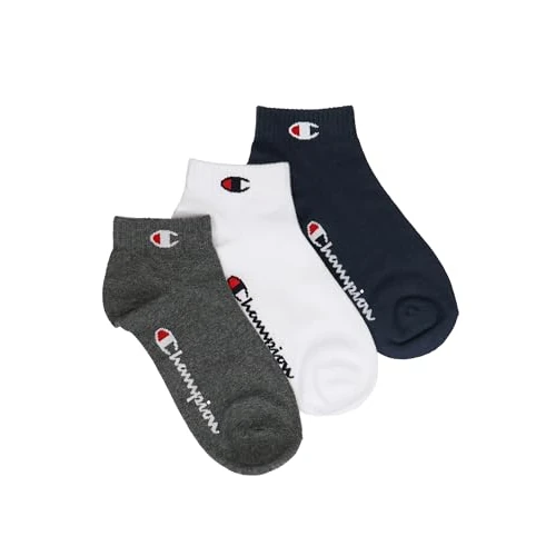 CHAMPION C Logo Socks 3 Pairs, short cotton socks, breathable fabric, three pack, quarter length, ribbed ankles