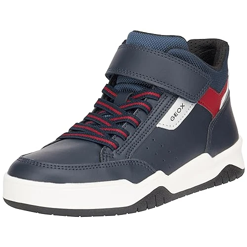 Geox J Perth Boy B Sneaker, Navy Red, 11 UK Child