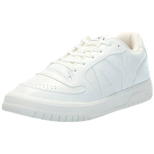 Offre limitee: Armani Exchange Homme Faux Leather, Embossed Logo, Lace up Basket, White, 42.5 EU de 83.23 EUR a 83.23 EUR (economie 0%)