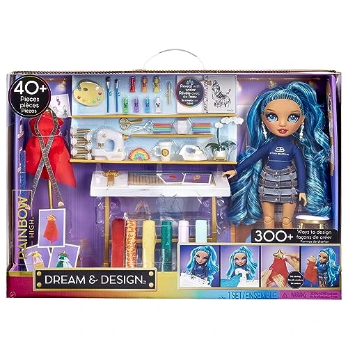 Limited-time offer: Rainbow High - Fashion Studio Couture Playset - Poupée Skyler Bradshaw articulée + tissus et accessoires de couture, Blue from 42.99 £ to 42.99 £ (save 0.00%)
