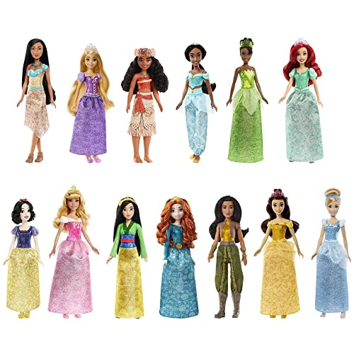 Offerta a tempo: Mattel Disney Princess - Collezione Principesse, 13 bambole con capi e accessori scintillanti ispirati ai film Disney, Giocattolo per Bambini 3+ Anni, HPG74 - 39% da 146.52 € a 89.95 €