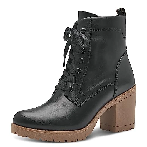 Offerta a tempo: MARCO TOZZI Stivaletti Donna con Tacco in Pelle Sintetica con Lacci, Black/Nature, 38 EU - 48% da 59.95 € a 31.39 €