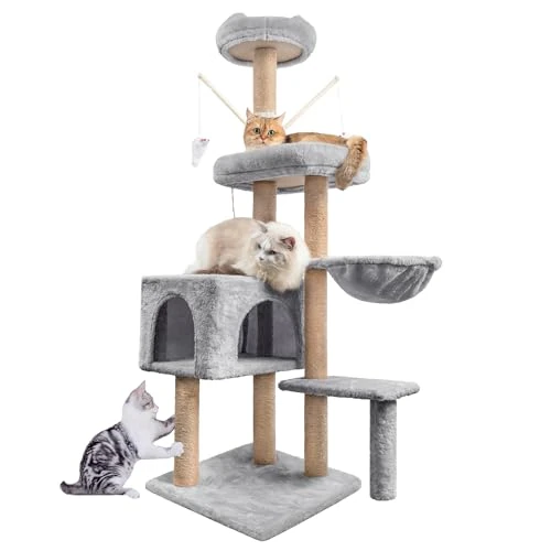 HOMIDEC zfcattree01145 c M krabpaal klimtoren stabiel meerdere niveaus voor katten activiteitsbomen voor katten met 7 sisalpalen 5 platforms 2 kattennesten voor katten