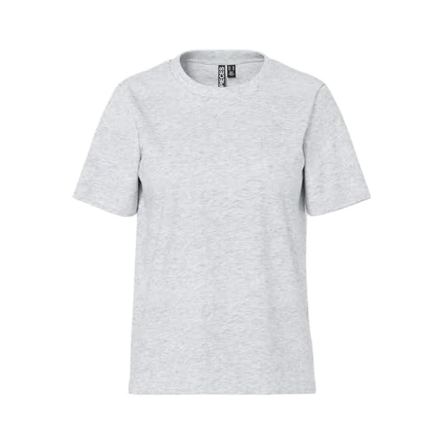 PIECES Damska koszulka Pcria Ss Solid Tee Noos Bc, jasnoszary melanżowy, M