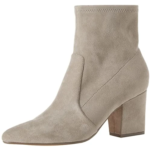Limitiertes Angebot: Amazon Essentials Damen Zugeschnittene Stretchstiefelette mit Absatz, Taubengrau Mikro Wildleder, 41 EU von 41.40 EUR auf 27.99 EUR (Spare 32%)