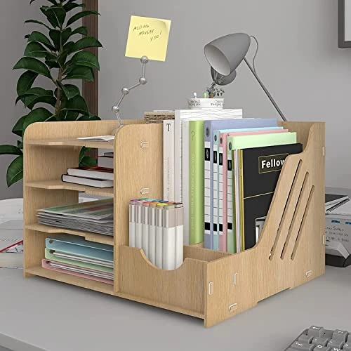 Limited-time offer: PUNCIA Office Desktop Supplies Magazine File Holder Rack Desk Tidy Storage Organiser for Document Letter Tray A4 Paper Books Notebooks Stationery for School Student Office Home… from 22.99 £ to 11.99 £ (save 47.85%)