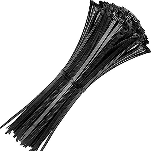 ATETEO Black Cable Ties, 300mm x 5.2mm, Pack of 100, Premium Nylon Zip Ties, Multi-Purpose Plastic Tie Wraps, Secure Self-Locking Mechanism, for Home, Garden, Office and DIY