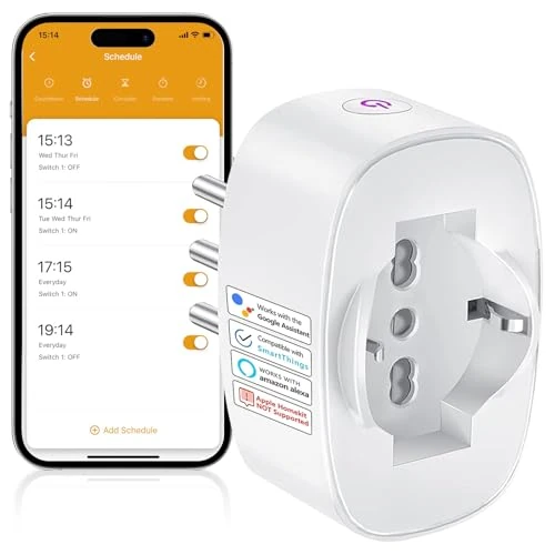 Offerta a tempo: SURFOU Presa Smart WiFi, Presa Elettrica Intelligente Italiana Tipo L con Timer, Compatibile con Alexa e Google Home, Funzione Temporizzata Domotica con Misuratore di Consumo, App Smart Life/Tuya,16A - 0.00% da 13.96 € a 13.96 €