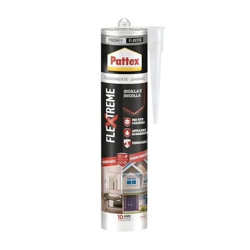 Offerta a tempo: Pattex Flextreme, Sigillante Elastico, Per interni ed esterni, Multimateriale ad Elevate Prestazioni, Sigillante polimerico Trasparente, Cartuccia da 280ml - 35% da 12.99 € a 8.49 €