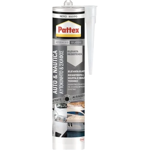 Pattex Adhesivo sellador para coche y náutica, multifuncional para aplicaciones en el campo náutico, resistente a las vibraciones, muy elástico, apto para sellar cristales de automóviles, cartucho de