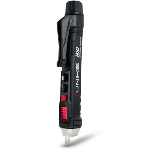 Offre limitée : UNIKS,Détecteur de tension professionnel R10 (petite-moyenne-haute intensité), lampe de poche et double sensibilité,Recherche de phase électronique sans contact de 28.80 € à 28.80 € (0.00% de remise)