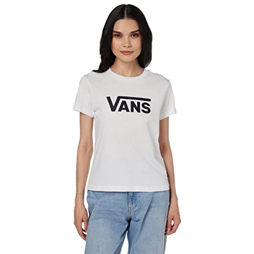Vans Drop V SS Crew-b T-Shirt, Bianco-Nero, XXS Donna