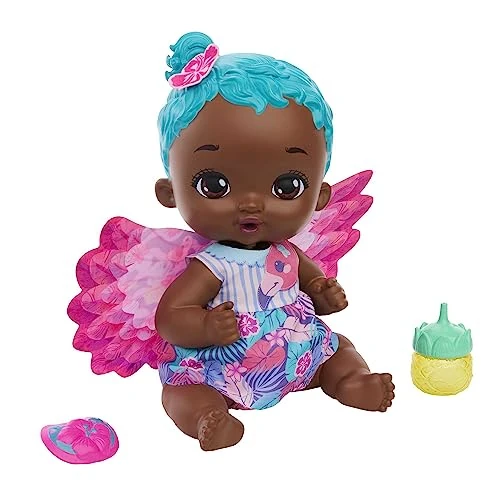 Offerta a tempo: Mattel My Garden Baby - Bambola Junior Fenicottero Azzurra con pannolino riutilizzabile, biberon e tanti altri accessori, giocattolo per bambini, 3+ anni, HPD11 - 7% da 19.71 € a 18.25 €