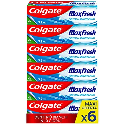 Limited-time offer: Colgate Max Fresh Cooling Crystals Toothpaste 6 x 75 ml - Effective Teeth Cleaning for Long-Lasting Freshness and a Clean Mouth Feel - Keeps Teeth White and Fights Caries from 16.00 GBP to 13.49 GBP (save 16%)