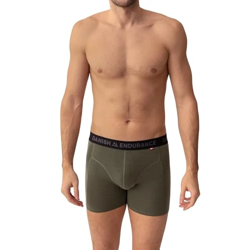 DANISH ENDURANCE Merino Boxershorts Herren (1er Pack), Merino Unterwäsche Herren, Grün Melange, XL