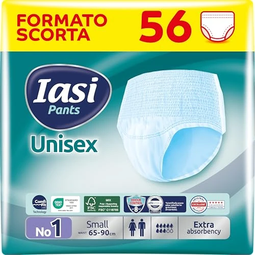 Oferta limitowana: IASI Pants UNISEX High Protection, 56 jednorazowych majtek chłonnych, EXTRA chłonność, rozmiar S, 56 sztuk z 156.45 zł na 148.63 zł (oszczędź 5%)
