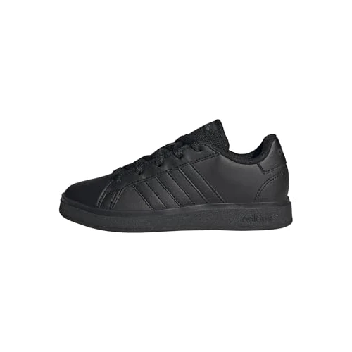 adidas Uniseks - dzieci Grand Court Lifestyle Tennis Lace-Up Shoes, CARBON BLACK/CARBON BLACK/GREY SIX, 28 1/2 EU