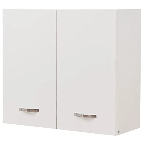 Shally Dogan Escurreplatos de Pared, Armario Colgante de Cocina de Pared, Armario Colgante de Madera con Dos Puertas Color Blanco, 80 x 32 x 72 cm