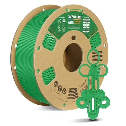 OVERTURE ABS Filament 1.75 mm, 1 kg (2.2 lbs), Green, Dimensional Accuracy +/- 0.03 mm, for 3D Printers