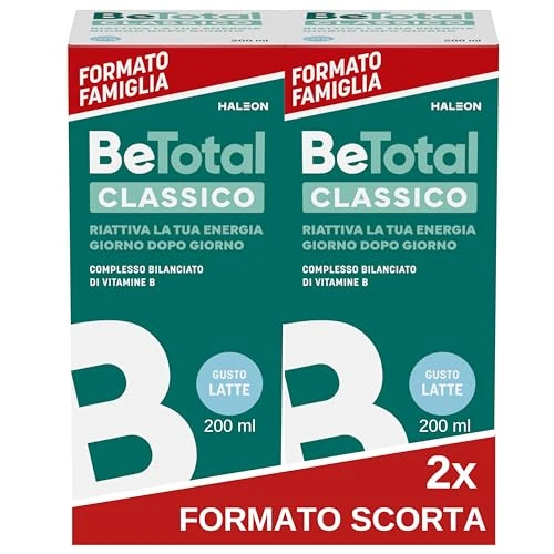 Offerta a tempo: Be-Total Classico Integratore Alimentare di Vitamina B per Ridurre la Stanchezza e Riattivare l’Energia, a Supporto del Sistema Immunitario, Bambini 3+ e Adulti, Gusto Latte, 2x200ml - 27% da 42.59 € a 31.20 €