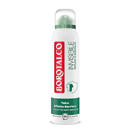Limitiertes Angebot: Borotalco, Unsichtbares grünes Lufterfrischer-Spray, alkoholfreie Formel mit Talkum-Barriere-Effekt, fangen und nicht übertragen, 48 Stunden Wirksamkeit, Talkum-Duft, 1 Flasche à 150 ml von 3.80 EUR auf 3.60 EUR (Spare 5%)