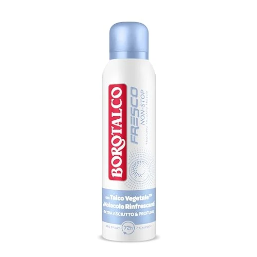 Offre limitée : Borotalco, Déodorant spray frais, formule sans alcool et avec talc à cristaux actifs, triple protection sèche, parfum de talc frais, 72h d'efficacité, 1 flacon de 150 ml de 14.99 € à 14.99 € (0.00% de remise)