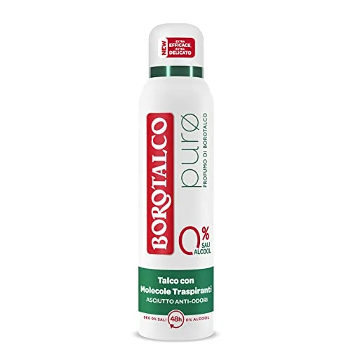 Limited offer: Borotalco, Deodorant Spray Pure with Talc with Breathable Molecules, Alcohol and Aluminium Salts, Dry and Odour-Inhibiting, 48h Effectiveness, Fragrance by Borotalco - 1 Bottle of 150 ml from 4.29 EUR to 2.90 EUR (save 32%)