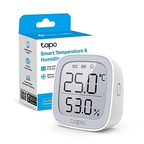 Offerta a tempo: Tapo T315 Monitor Intelligente di Temperatura e umidità con Display E-Ink da 2,7", Sensore di Alta Precisione Svizzero, Risparmio Energetico, Hub Richiesto - 17% da 29.99 € a 24.99 €