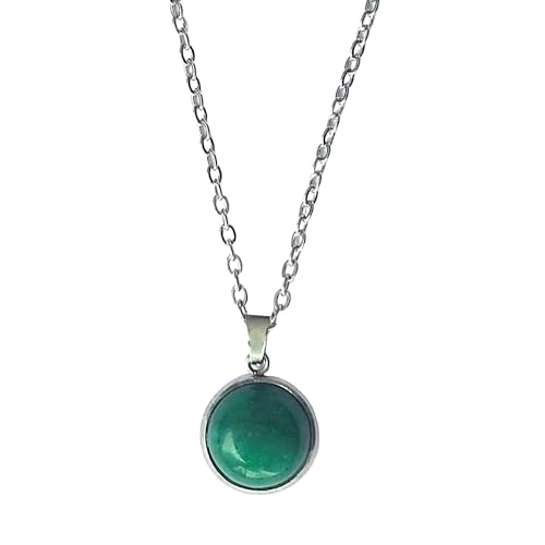 Offre limitée : ASTER ALHELÍ Collier Femme Avec Pierre Naturelle - Chaîne en Acier Inoxydable Argenté Avec Pendentif en Pierre - Amulette de Protection - Cadeau Original Femme (Jade Vert) de 10.95 € à 10.65 € (3% de remise)