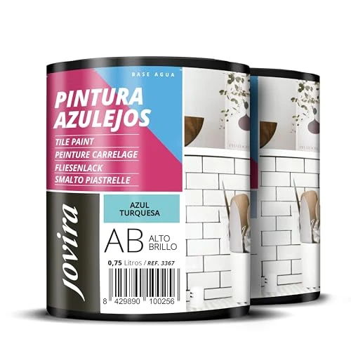 Offerta a tempo: JOVIRA PINTURAS Vernice Per Piastrelle 1,5 Litri | a Base d'acqua. Date un nuovo look alla vostra cucina e al vostro bagno. (2x750 Millilitri, Blu Turchese). C-7-2 - 32% da 29.99 € a 20.30 €