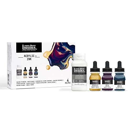 Liquitex 3699435 Ink Colori acrilici liquidi, per calligrafia e aerografo, inchiostro altamente pigmentato, resistente all'invecchiamento e alla luce, set di 3 fiale da 30 ml, colori scuri
