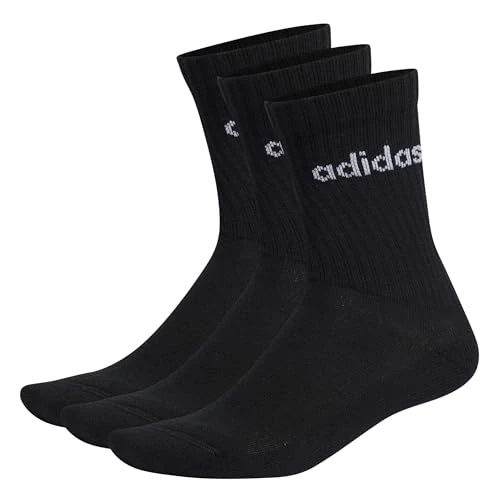 Offerta a tempo: adidas Unisex - Adulto Linear Crew Cushioned Socks 3 Pairs, Black / White — 30% da 10,00 € a 6,99 €