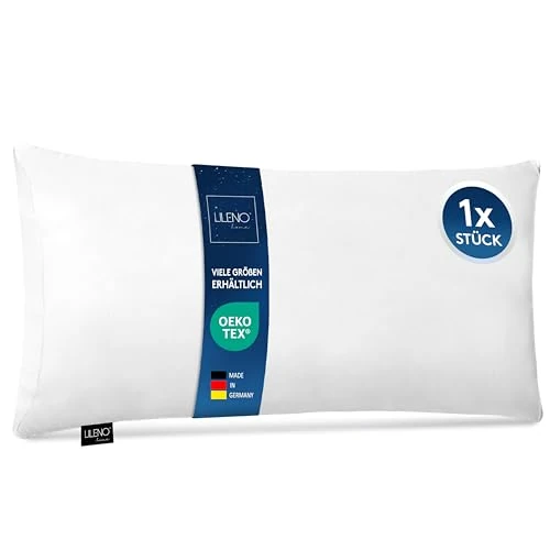 LILENO HOME Poduszka z mikrofibry 40 x 80 cm (wypełnienie 450 g) [1 zestaw] można prać w temperaturze do 95 stopni, z zamkiem błyskawicznym, poduszka 40 x 80 cm, jako wypełnienie do łóżka, dekoracyjna