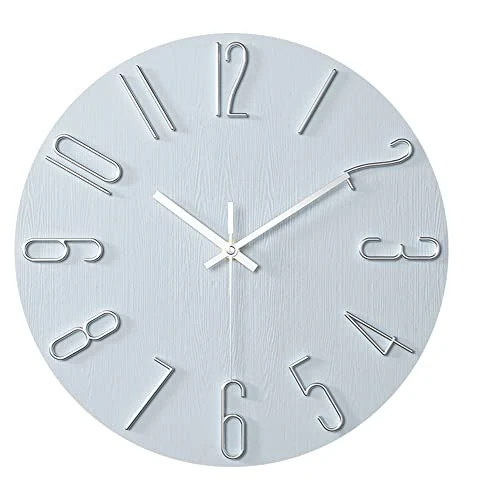 Tijdelijke aanbieding: ALEENFOON 30,5 cm ronde niet-tikkende wandklok, 3D groot aantal moderne kwarts, stille frameloze ultradunne houtnerf wandklokken voor thuis, woonkamer, kantoor, keuken, school (zilver) van 21.91 € naar 21.91 € (0.00% korting)