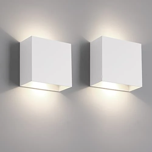 FUPE 2 Pezzi Applique da parete interno,LED Lampada da Parete interno,Moderno Up Down Applique da Parete 12W Bianco Neutro,Lampada da Parete Interni 1200LM per soggiorno,camera da letto,corridoio